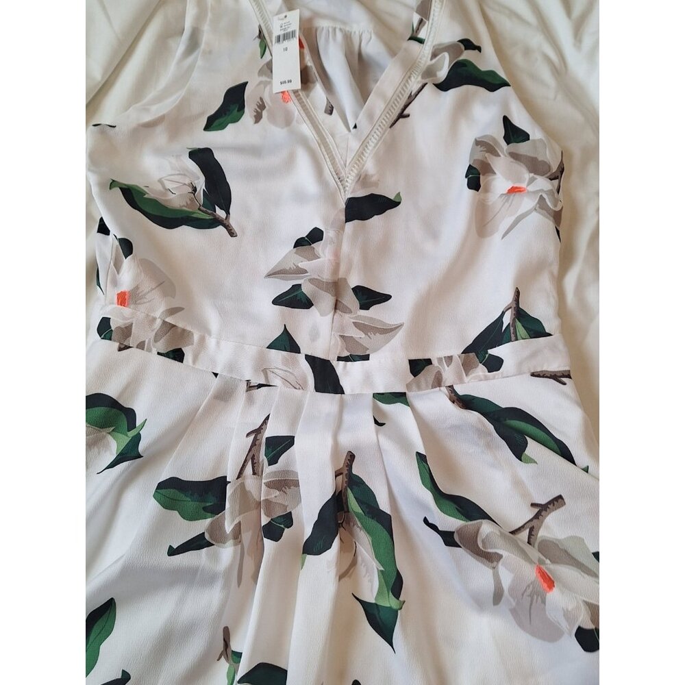 BANANA REPUBLIC White Magnolia Floral Dress SZ 10 - Picture 3 of 6